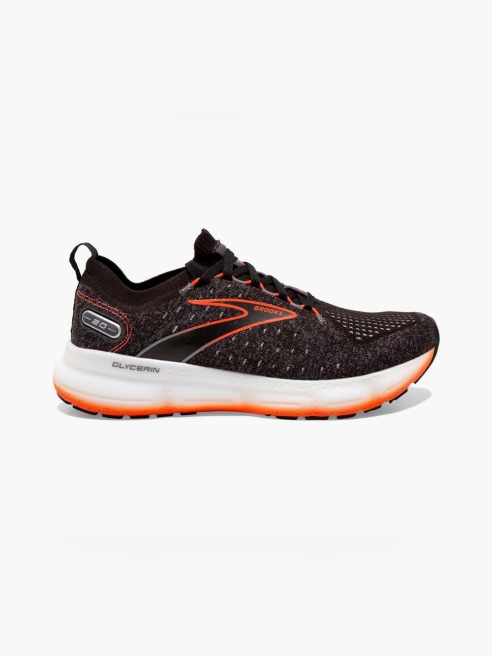 Brooks Glycerin 20 Stealthfit Charcoal Orange Running Walking Shoes Men’s 13